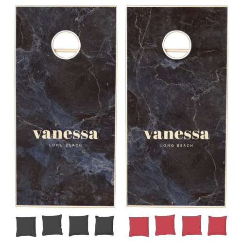 Modest Dark Stone Minimal Modern Classic Name Cornhole Set