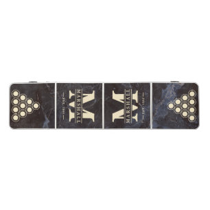 Modest Dark Stone Monogram & Name Overlay Beer Pong Table