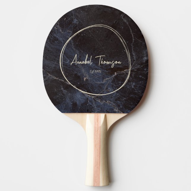Modest Dark Stone Name in Drawn Circle  Ping Pong Paddle (Front)
