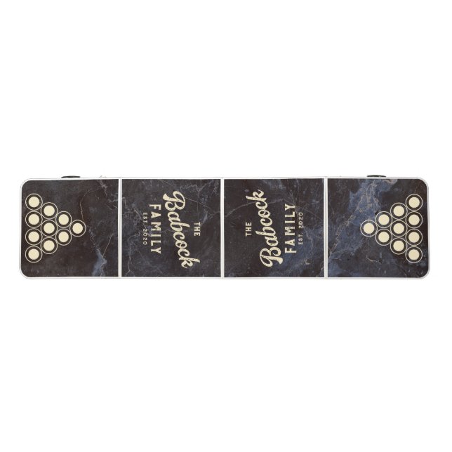 Modest Dark Stone Retro Family Name & Year Beer Pong Table (Top)