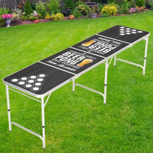 Modest Dark Wood Brew Battle Champions Team Names Beer Pong Table