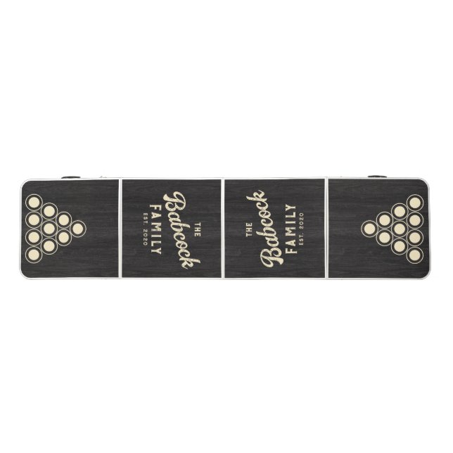 Modest Dark Wood Retro Family Name & Year Beer Pong Table (Top)