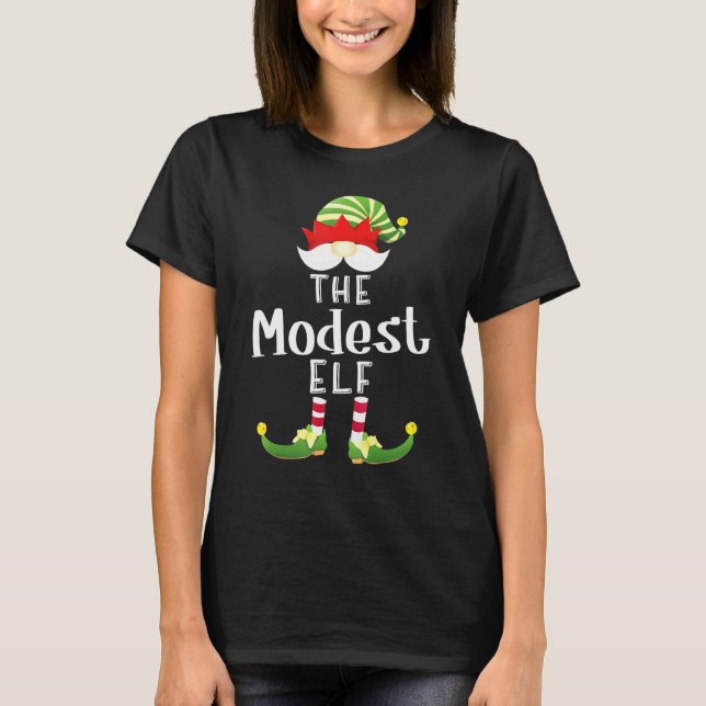 Modest Elf Group Christmas Pajama Party T-Shirt (Front)