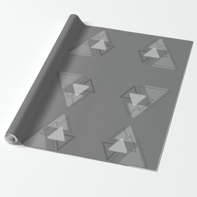 Modest Monochrome Geometric Triangles Joke Wrapping Paper (Unrolled)