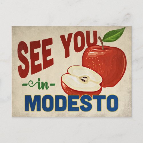 Modesto California Apple _ Vintage Travel Postcard