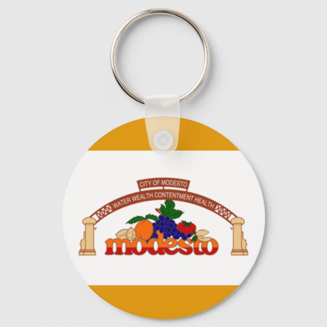 Modesto (California) City flag Keychain (Front)