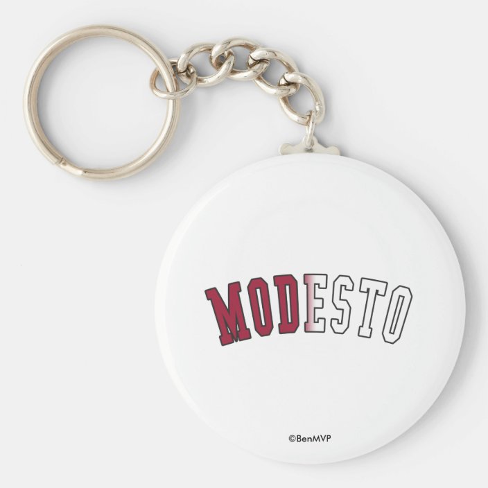 Modesto in California State Flag Colors Keychain