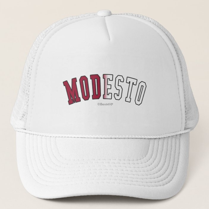 Modesto in California State Flag Colors Trucker Hat