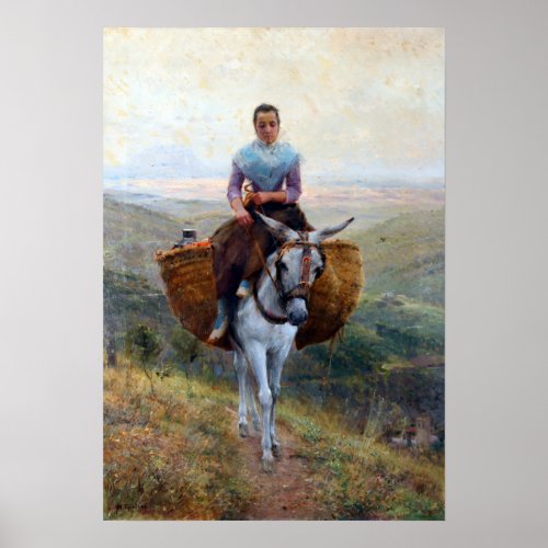 Modesto Teixidor y Torres Women Riding a Donkey Poster