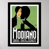 Vintage Advertising Poster Modiano Cartine e Tubetti per Sigarette -  Mondiano Cartine - Sticker