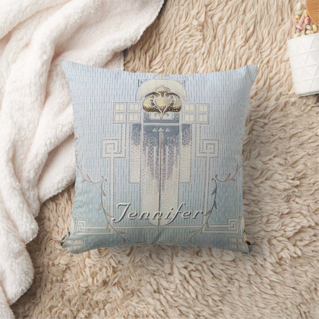 Modify this Art Nouveau Home Decor Floral Design Throw Pillow (Blanket)