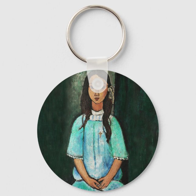 Modigliani Alice Vintage Fine Art Painting Keychain (Front)