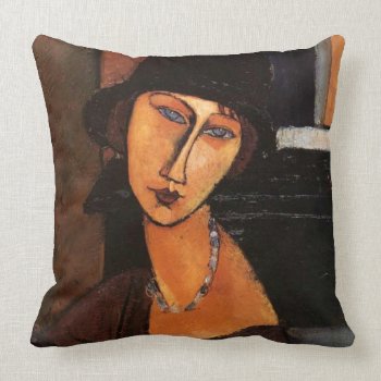 Modigliani - Portrait Of Jeanne Hebuterne Pillow by ForEverProud at Zazzle