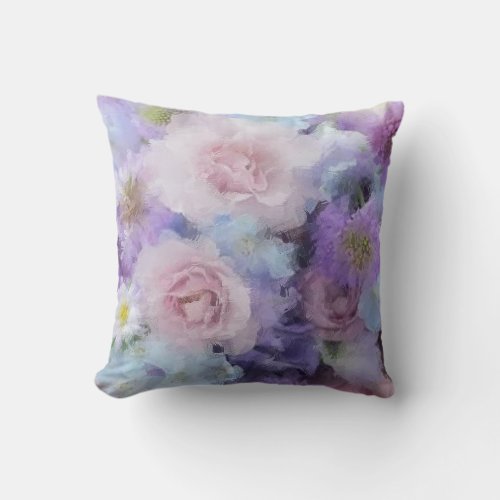 Modish Abstract Floral Pastel Colors Template Top Throw Pillow