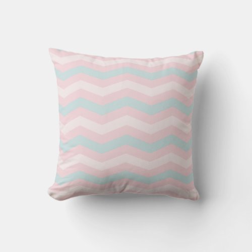 Modish Blue Green Pink Stripes Trend Pastel Colors Throw Pillow