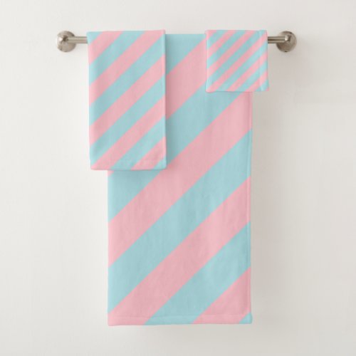 Modish Blush Pink Blue Modern Elegant Template Bath Towel Set