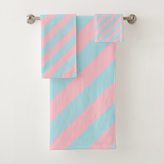 Modish Blush Pink Blue Modern Elegant Template Bath Towel Set (Insitu)