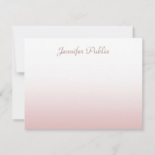 Modish Calligraphed Script Rose Gold Background Note Card