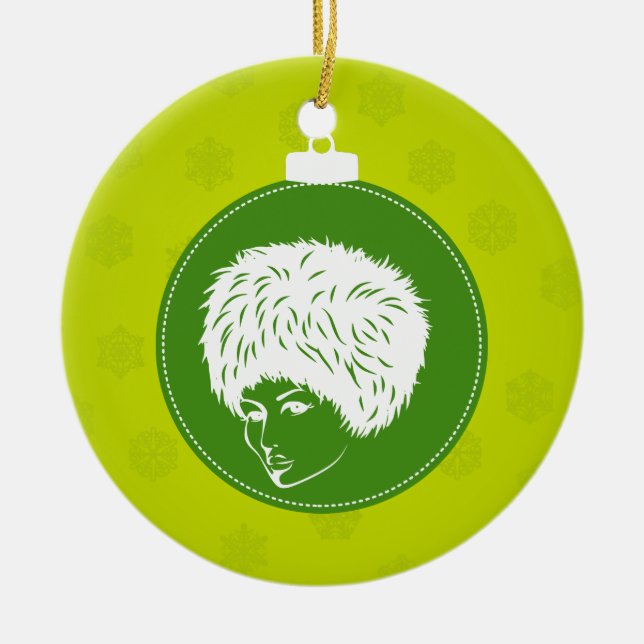 Modish Lime Christmas Ceramic Ornament (Front)