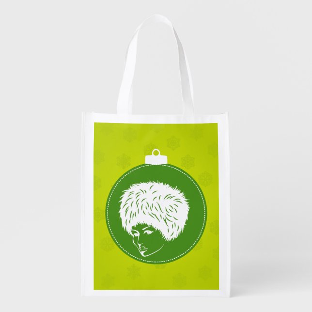 Modish Lime Christmas Grocery Bag (Front)