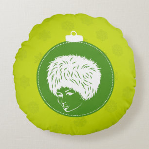 Modish Lime Christmas Round Pillow