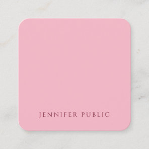 Modish Pale Pink Modern Minimalist Template Luxury Square Business Card