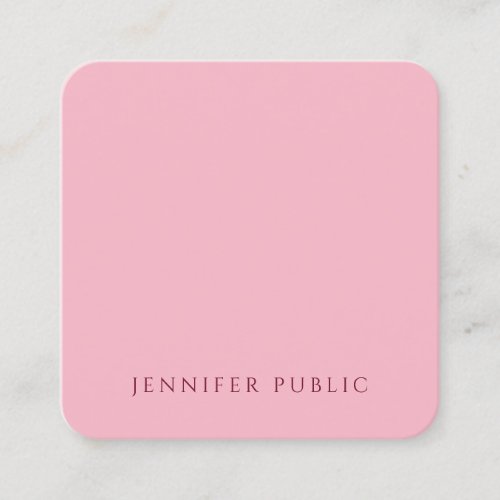 Modish Pale Pink Modern Minimalist Template Luxury Square Business Card