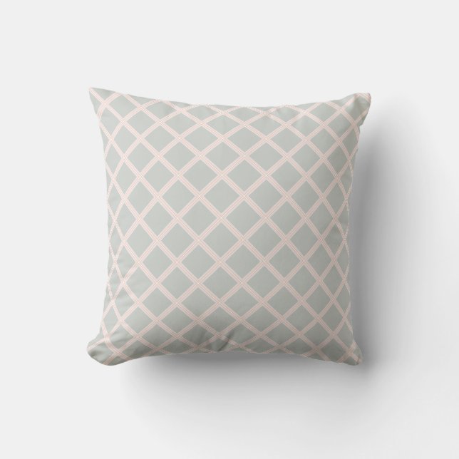 Modish Pastel Green Orange Pink White Trendy Throw Pillow (Front)