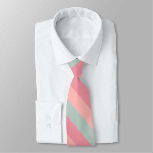 Modish Peach Teal Color Stripes Cute Elegant Best Neck Tie