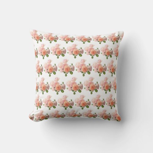 Modish Watercolor Roses Flowers Elegant Floral Throw Pillow