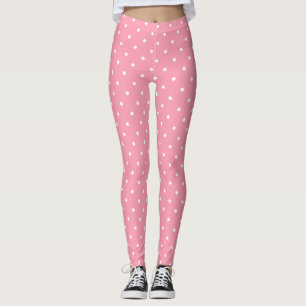 Modish White Circles Dots Hot Pink Elegant Trendy Leggings