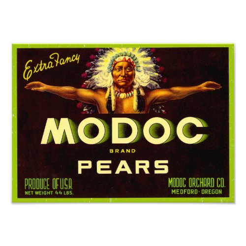Modoc Pears packing label Photo Print