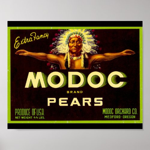 Modoc Pears packing label Poster