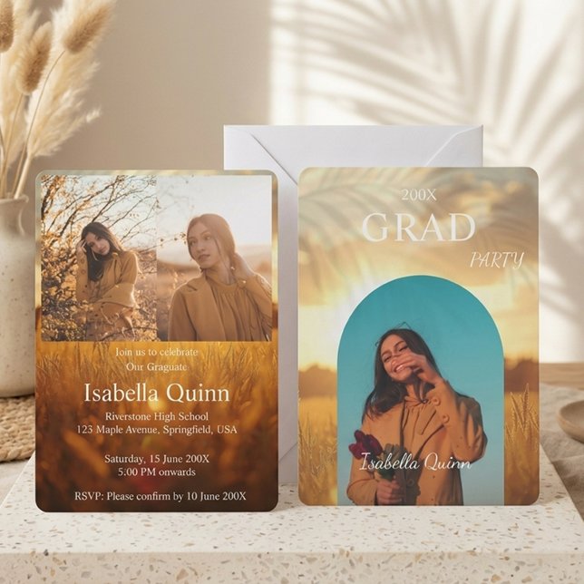 Modren Aesthetic Sunset Graduation Party Invitation (Creator Uploaded)