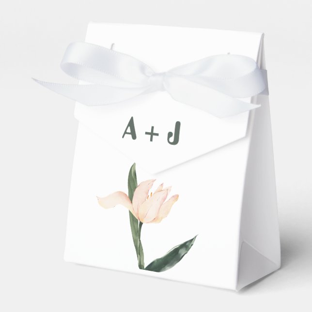 Modren blush pink floral favor boxes (Front Side)