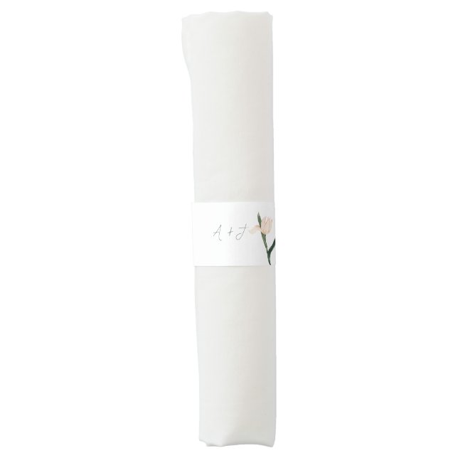 Modren blush pink floral napkin bands (Front)