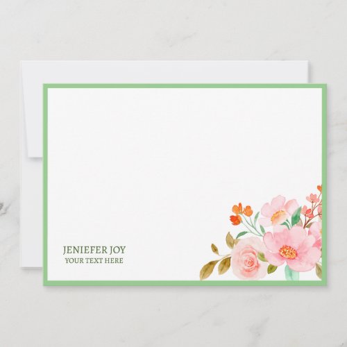 Modren chic pastel Blush Pink Greenery Note Card 