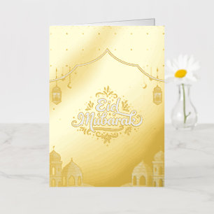 Modren Eid Mubarak Golden Foil Greeting Card