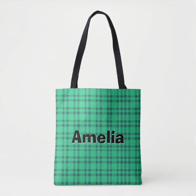 Modren elegant  Green check  Tote Bag (Front)