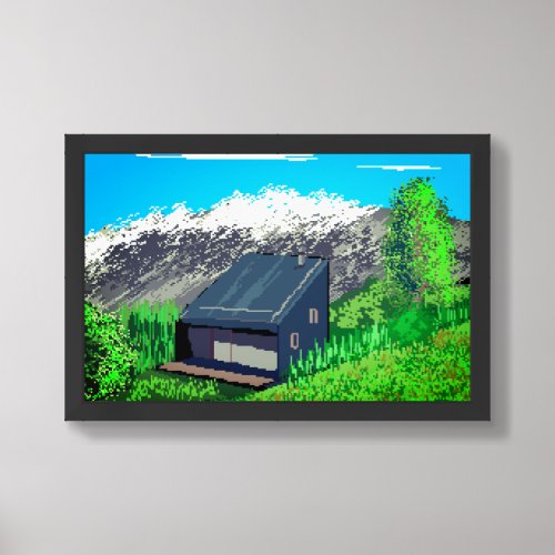 modren house in nature  pixel wallart framed art