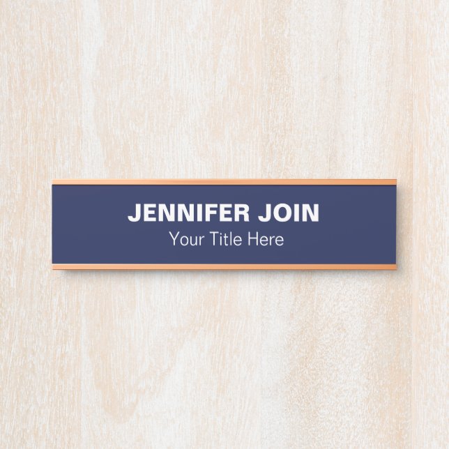 Modren Navy Blue blush  Desk Name Plate (Front)