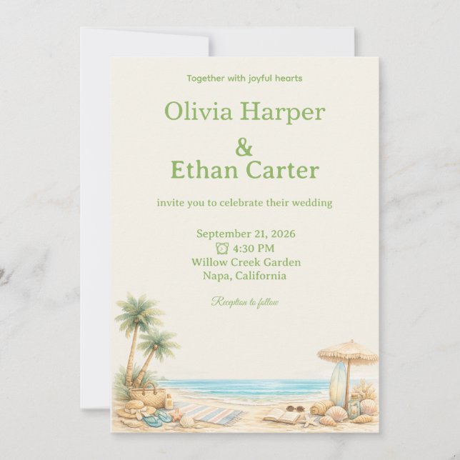 Modren Viral Aesthetic Beech soft Stylis customize Invitation (Front)