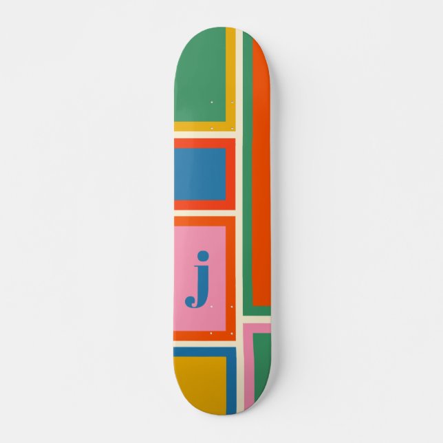Modular Colorful Geometric Pattern with Initial Skateboard (Front)