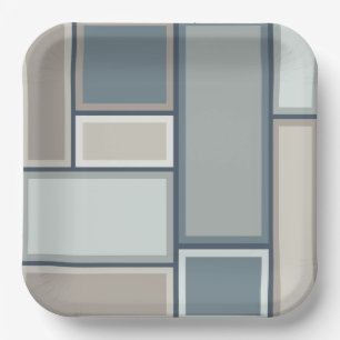 Modular Mid Century Modern Geometric Pattern Paper Plates