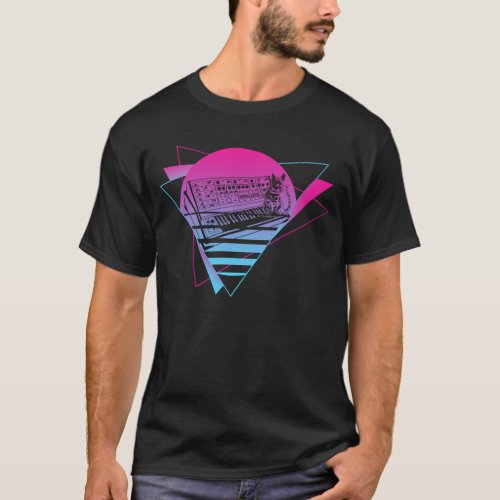 Modular Synthesizer Analog Vaporwave Techno Cat T_Shirt