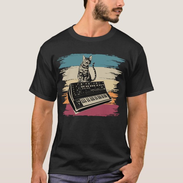 Modular Synthesizer Electronic Music Analog Cat T-Shirt (Front)