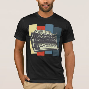 Modular Synthesizer Keyboard Vintage Analog Cat T-Shirt