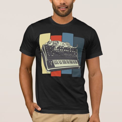 Modular Synthesizer Keyboard Vintage Analog Cat T_Shirt