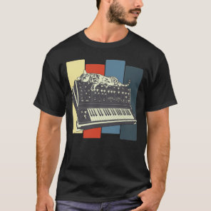 Modular Synthesizer Keyboard Vintage Analog Cat T-Shirt