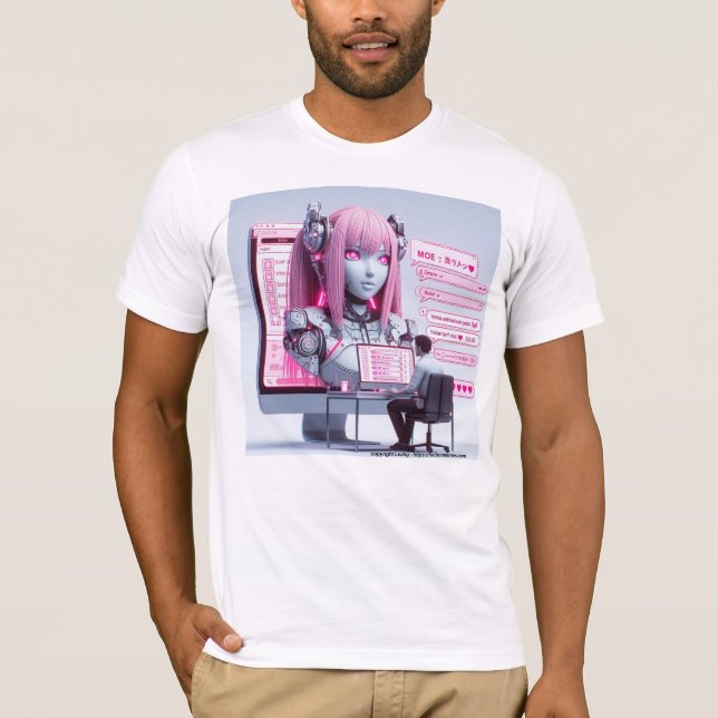 Moe 萌え I Love Chatbots Ai Robots Futuristic Design T-Shirt (Front)